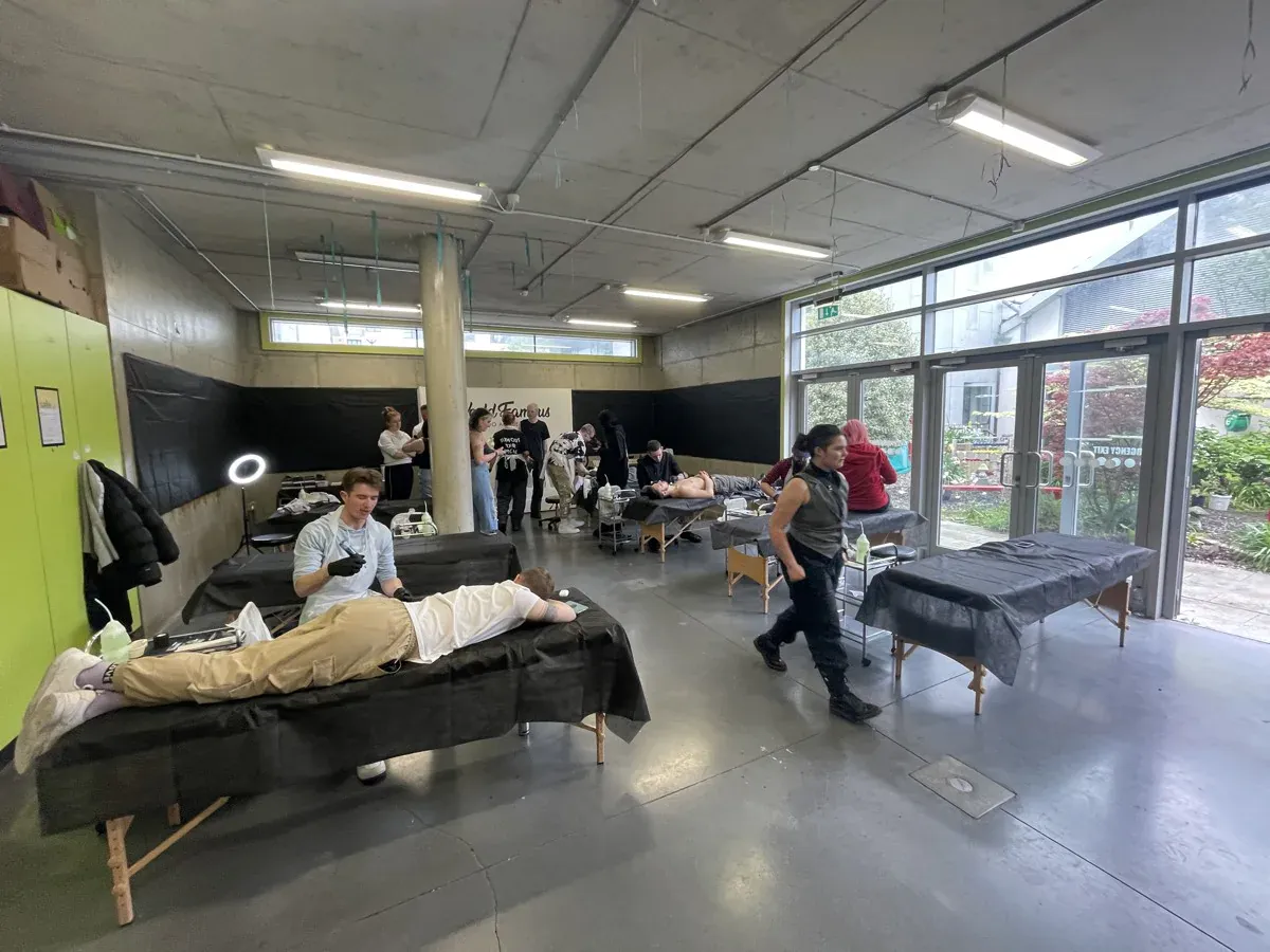 The Glasgow Tattoo College studio floor